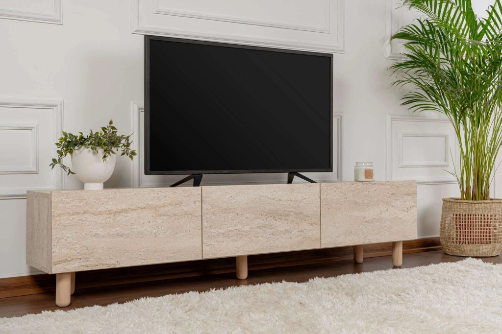 Porta TV in legno "Alvin" - 180 x 31 x 42 cm - Beige