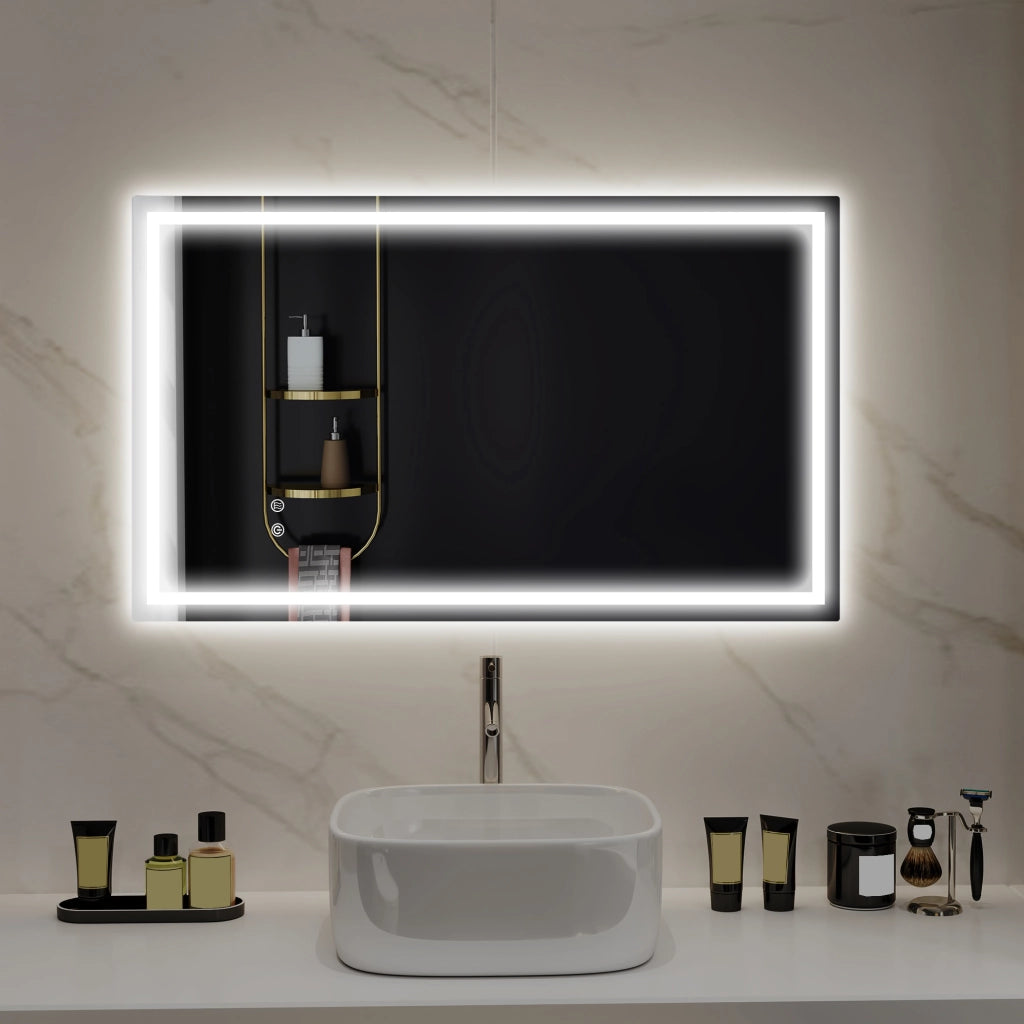 Specchio LED da bagno con luce 3 colori ¨C zephmum ¨C bianco 80x100cm