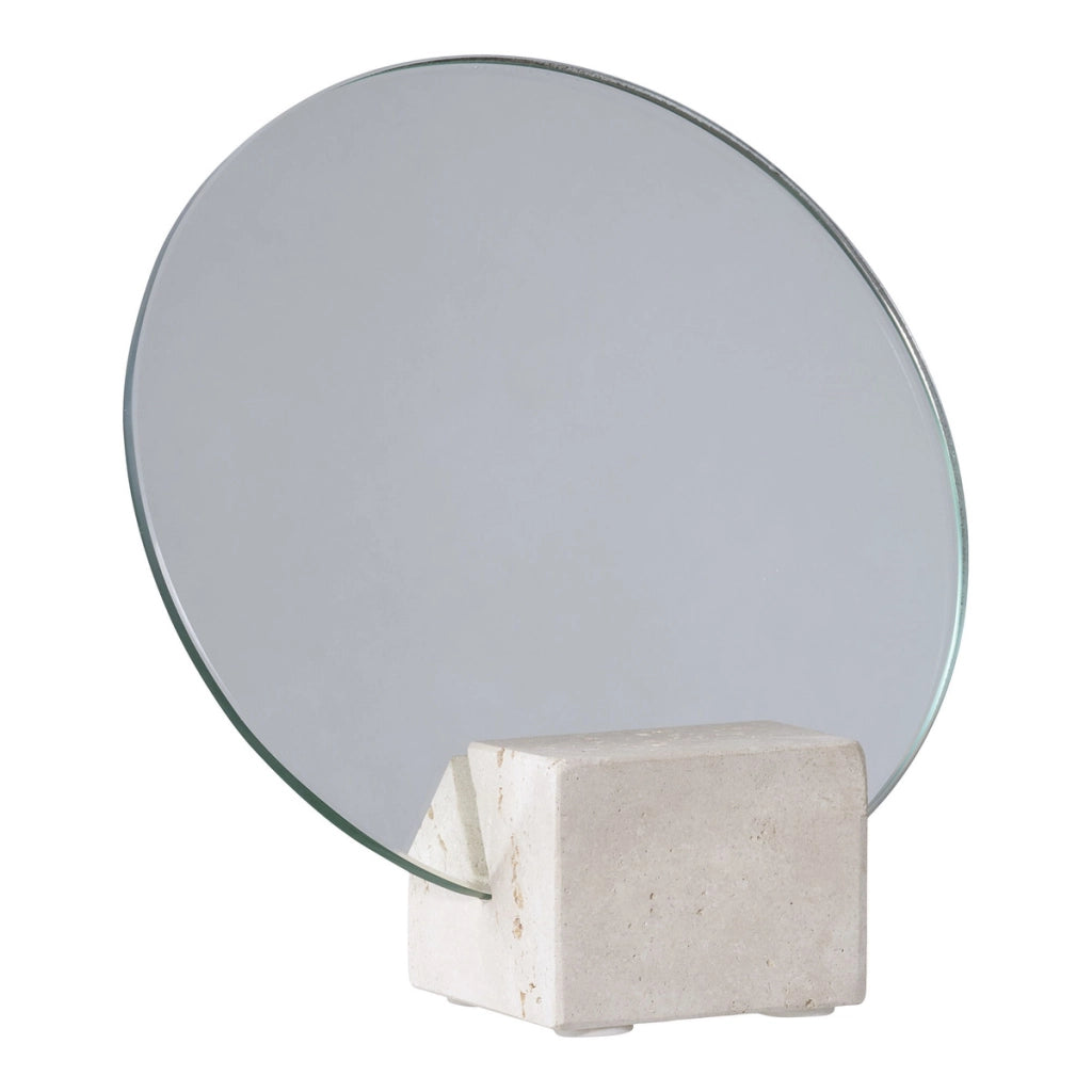 Specchio da Tavolo Lucia, Beige, Vetro, 6,5x18x18 cm