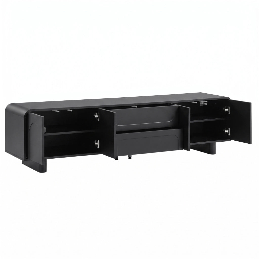 Mobile Porta TV 180 cm Nero in MDF con Ante e Cassetti Design Moderno
