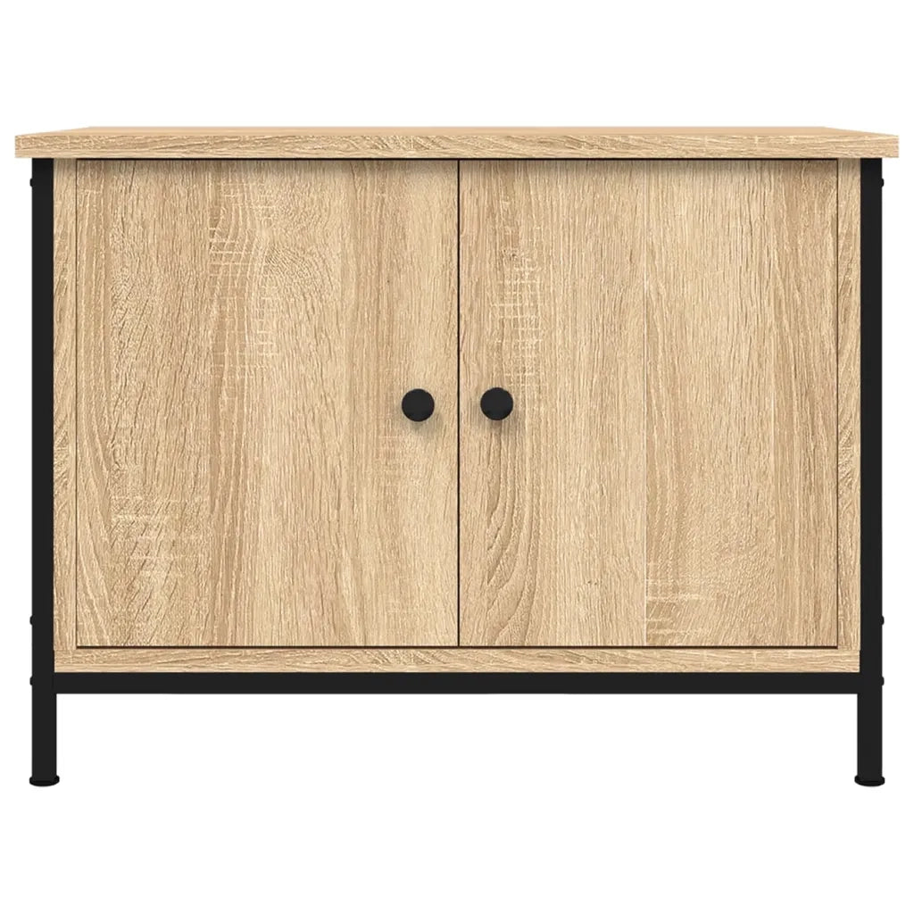 Mobile TV con Ante Rovere Sonoma 60x35x45 cm Legno Massello di Acacia 826296