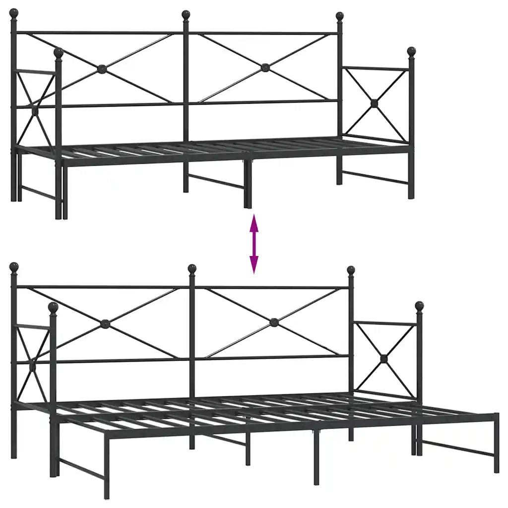 Divano Letto Estraibile senza Materasso Nero 90x200 cm Acciaio 4104675