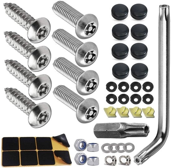 Kit di viti per targa di immatricolazione anti-furto - viti di fissaggio - viti di sicurezza - coppe per targa di immatricolazione nere - 50 pezzi - resistente alla manipolazione - fissaggio della targa di immatricolazione