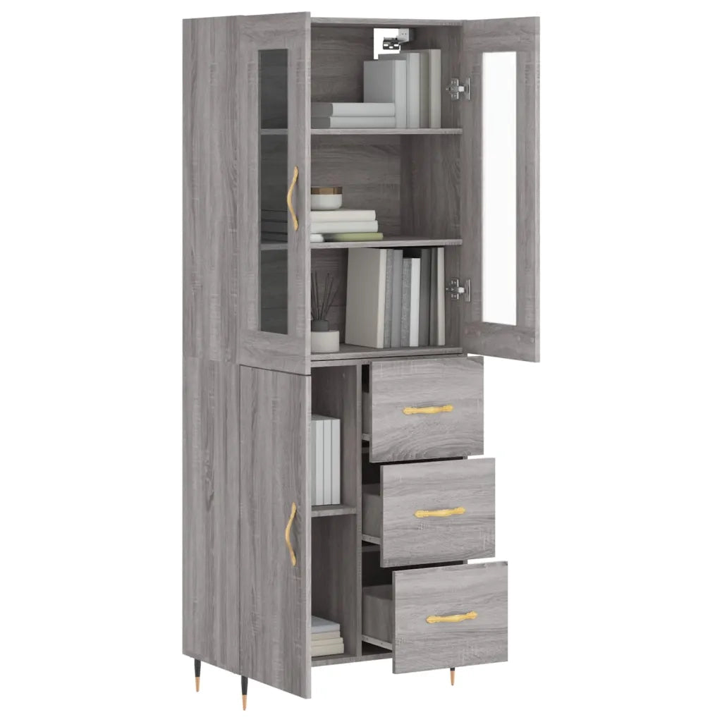 Credenza | Madia | Buffet da pranzo | Armadio da pranzo Grigio Sonoma 69,5x34x180 cm in Legno Multistrato
