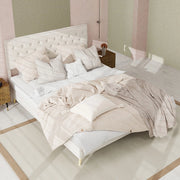 Letto imbottito con testiera ¨C Minimal ¨C beige velluto 140x200cm