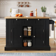 Isola cucina mobile con piano estensibile, prese USB e ruote