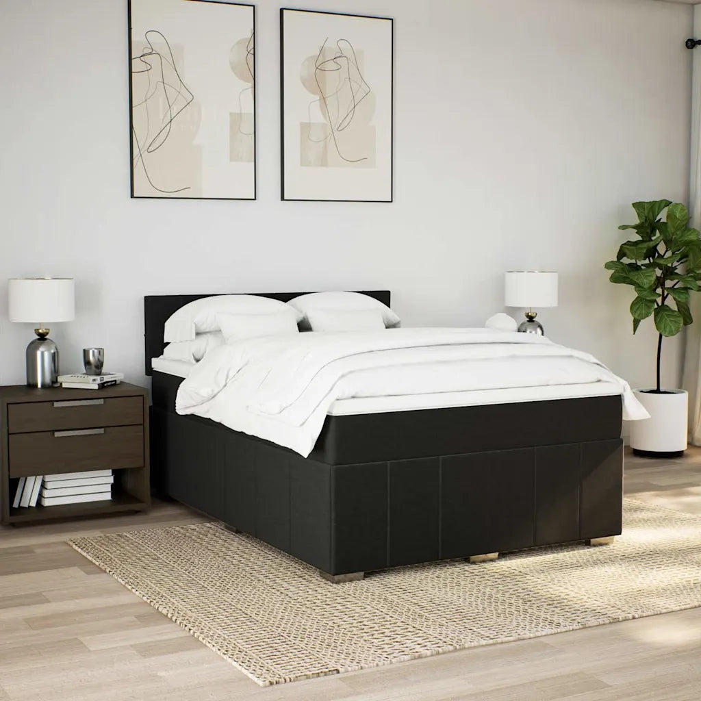 Giroletto a Molle con Materasso Nero 140x200 cm in Tessuto