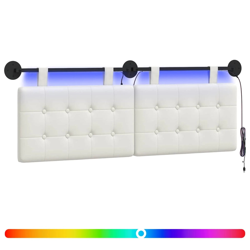 Testiera sospesa Con luce LED Bianco Similpelle