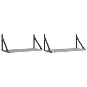 2 pz Mensole Parete | Mensola sospesa Grigio Sonoma 60x25x25,5cm Legno Multistrato
