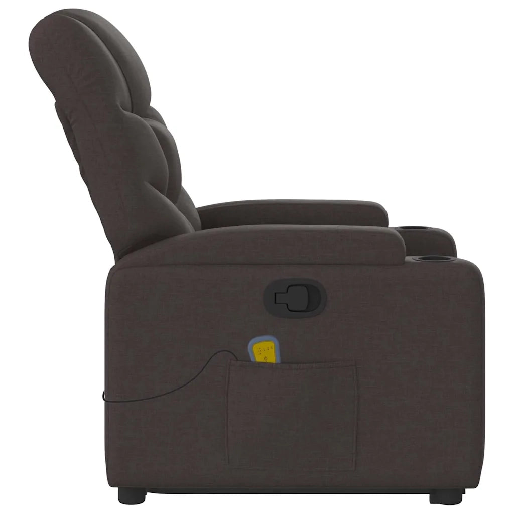 Poltrona Alzapersona Massaggi Reclinabile Marrone Scuro Tessuto 3204613