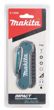 Set Inserti Makita E-12005 Impact Black 10 Pezzi 25 mm Attacco 1/4" Hex con Portainserti Magnetico