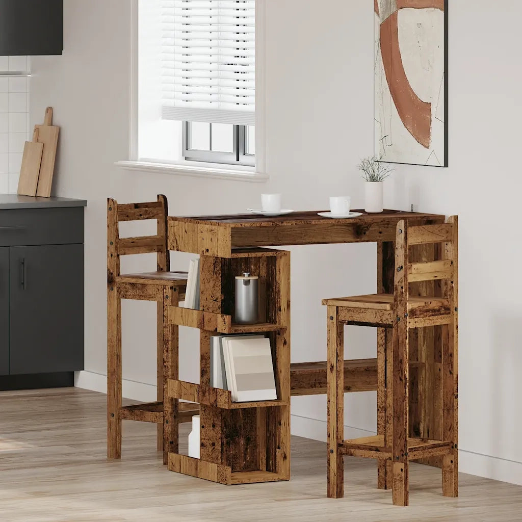 vidaXL Tavolo Bar con Ripiani Legno Antico 100x50x101,5 cm Truciolato