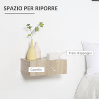 Set 2 Comodini Sospesi 40x30x15 cm Design Moderno Color Legno