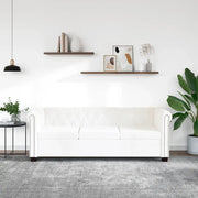 Divano Chesterfield a 3 Posti in Finta Pelle Bianco 242372