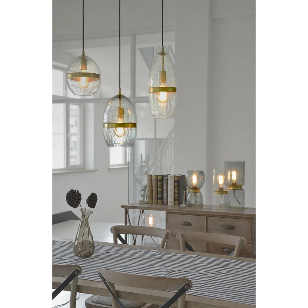 Lampada a sospensione Tamo in vetro e rame