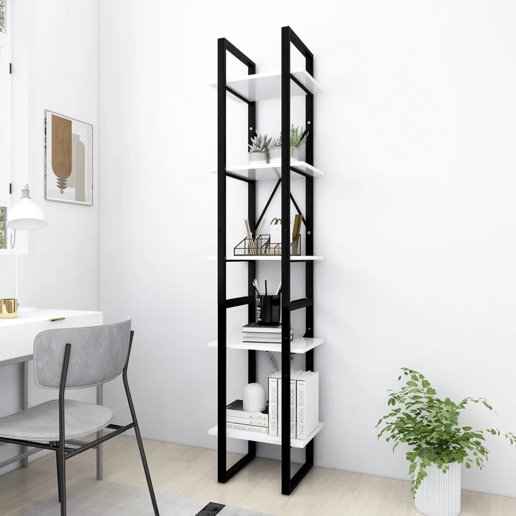 Libreria a 5 Ripiani Bianca 40x30x175 cm in Legno Multistrato 3081968