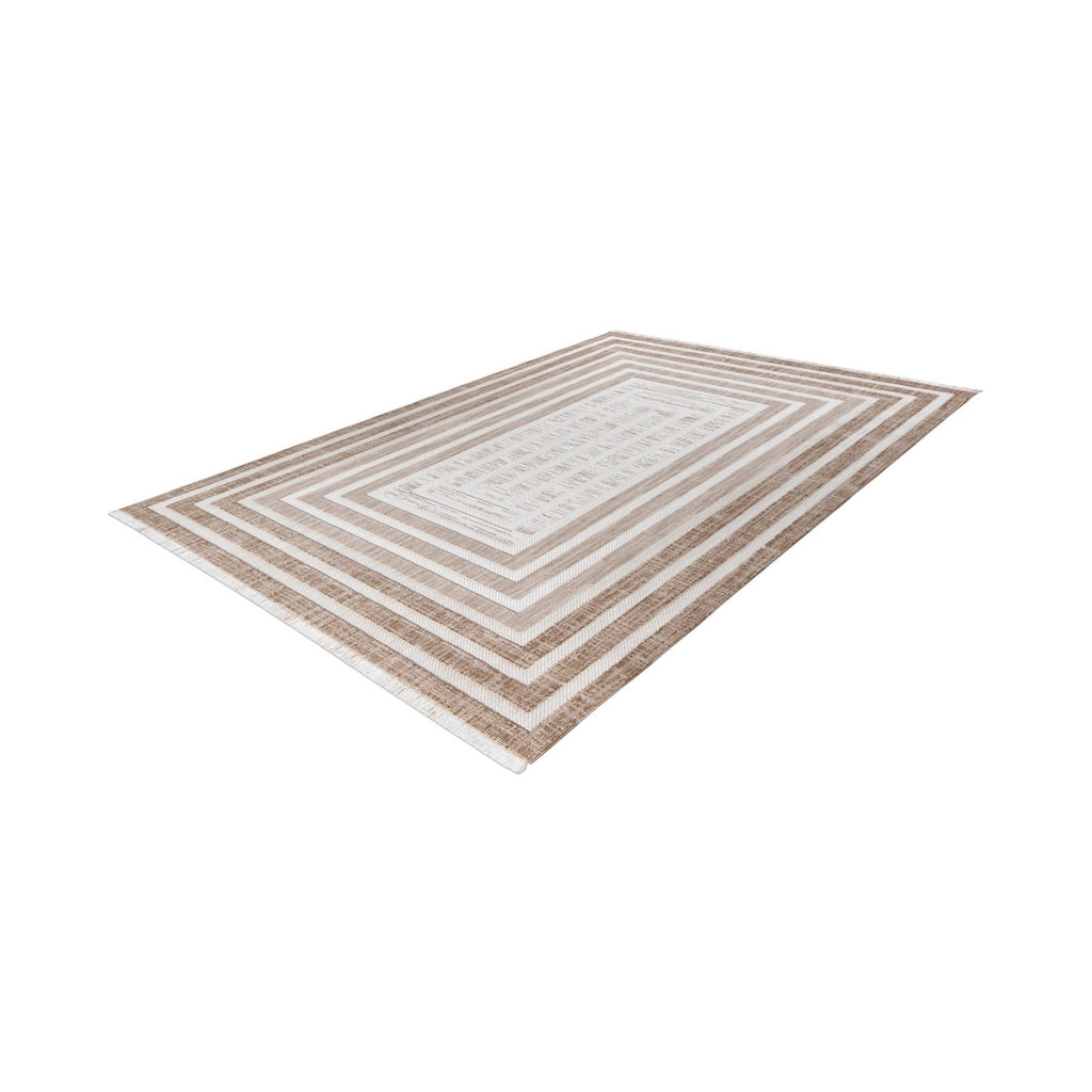 Tappeto moderno Sarai a motivo geometrico marrone e beige
