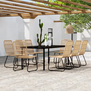 Set da Pranzo per Giardino 9 pz con Cuscini Rovere 3099166