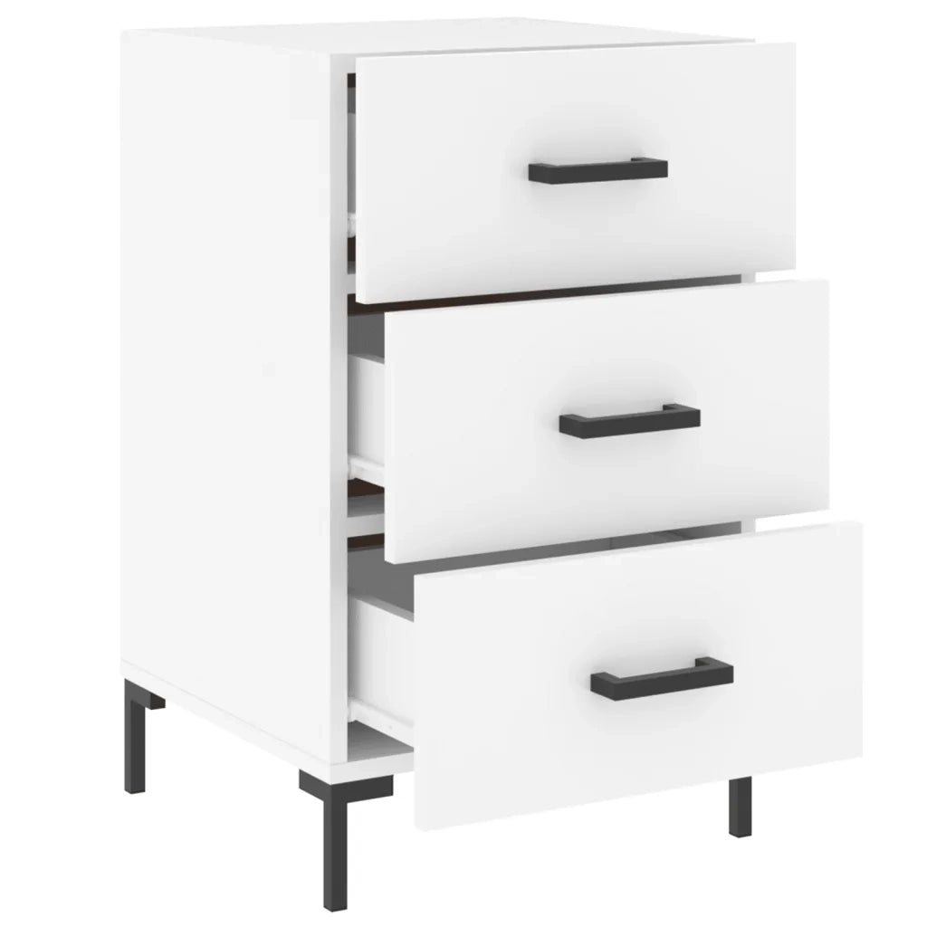Comodino | Armadio da Notte | Mobiletto da notte Bianco 40x40x66 cm in Legno Multistrato