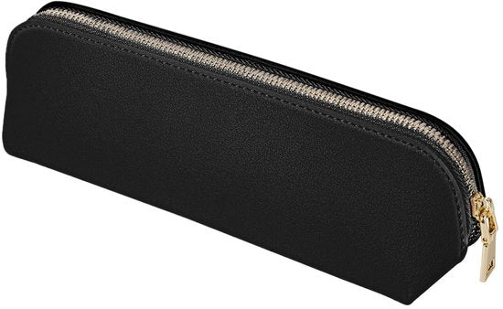 Cassetto per pennarelli in PU pelle, borsa per pennarelli con chiusura a raccordo, piccolo contenitore per pennarelli nero