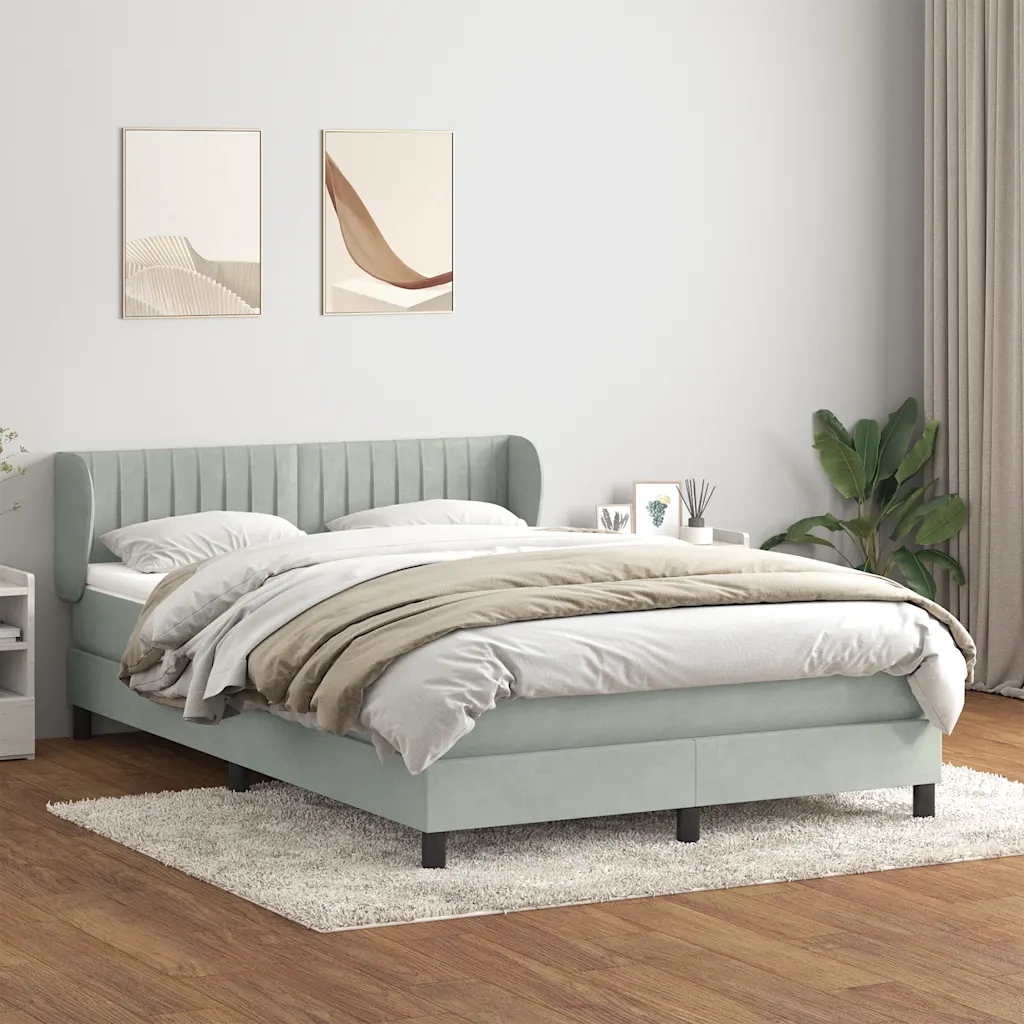 Giroletto a Molle con Materasso Grigio Chiaro 160x220cm Velluto 3317739