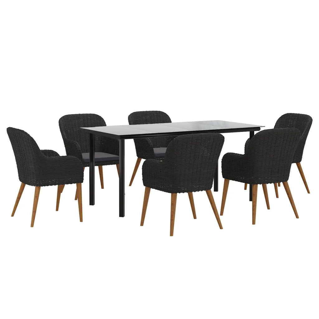 Set da Pranzo da Giardino 7 pz con Cuscini Nero cod mxl 42215