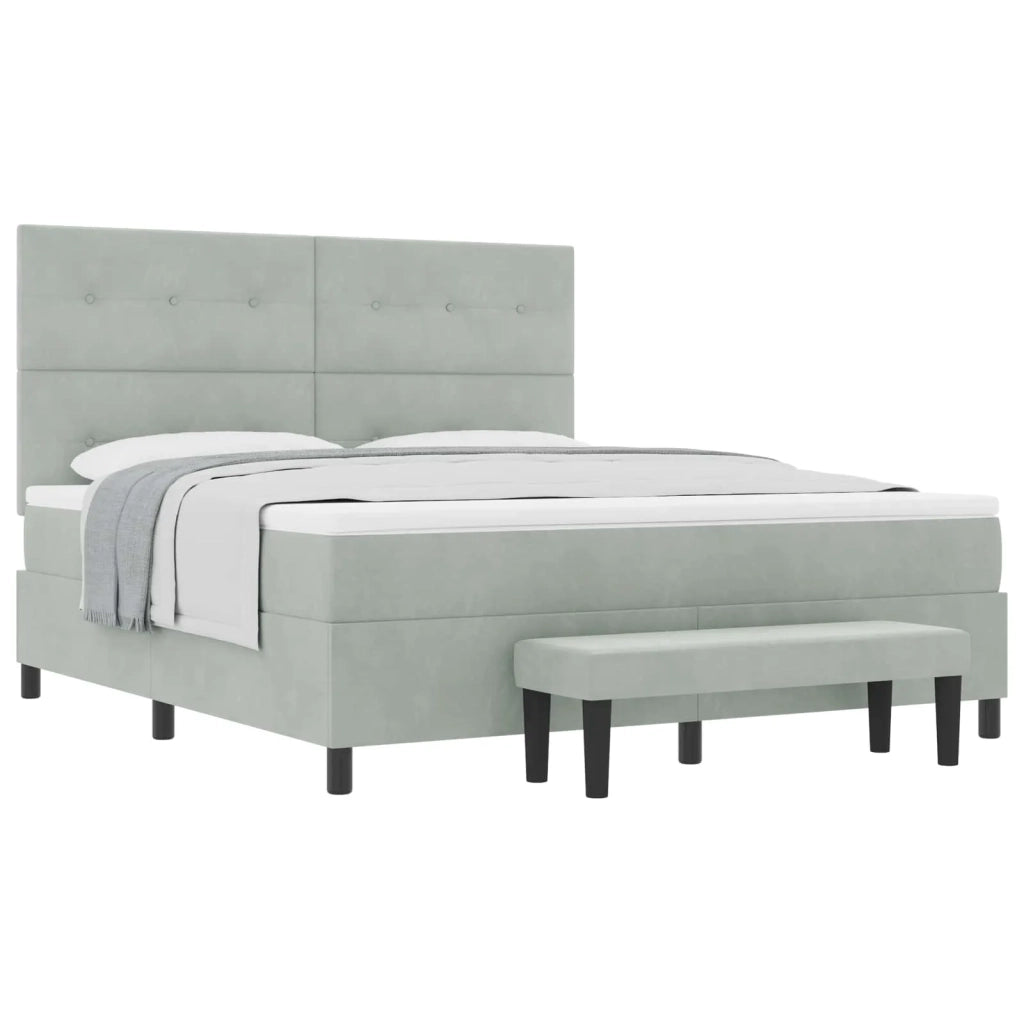 Letto a molle con testiera Grigio chiaro 200 x 180 cm Velluto 3344528