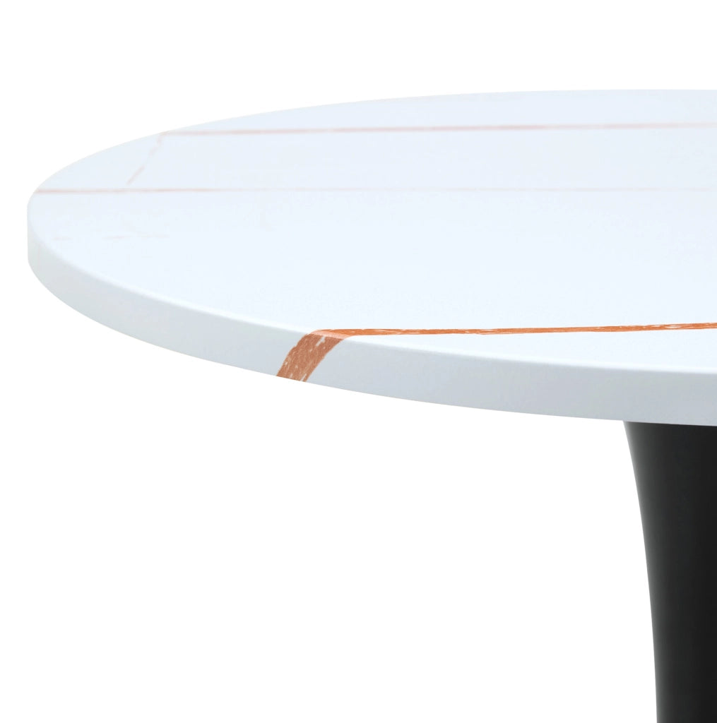 Tavolino rotondo in MDF e metallo; bianco e nero; h 72 cm
