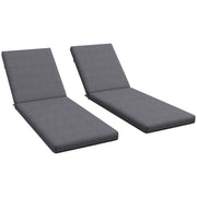 Set 2 Cuscini per Sedie da Esterno con Lacci e 2 Imbottiture, in Poliestere e Cotone, 190.5x58.4x7 cm, Grigio