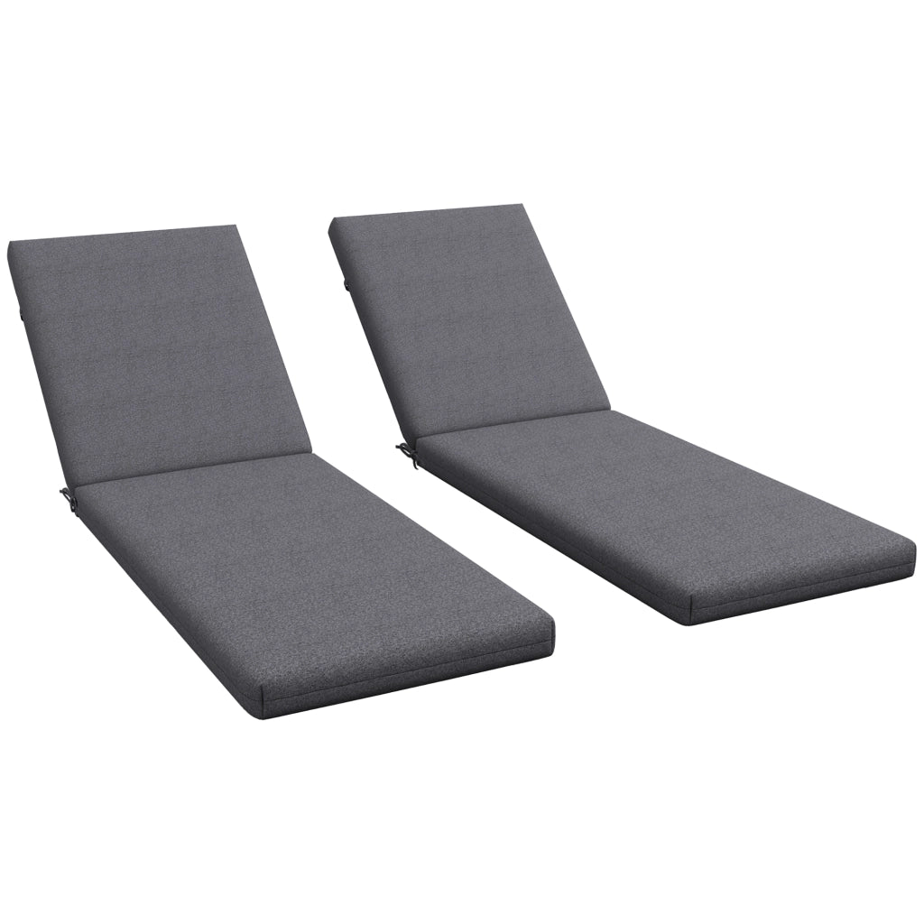 Set 2 Cuscini per Sedie da Esterno con Lacci e 2 Imbottiture, in Poliestere e Cotone, 190.5x58.4x7 cm, Grigio