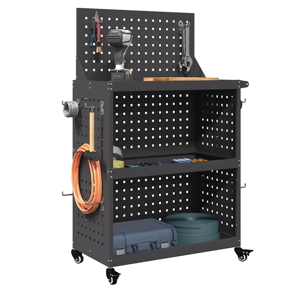 Carrello per Attrezzi con lo scaffale Nero 65 x 35 x 111 cm CFW9667007