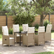 Set da Pranzo per Giardino con cuscino 7 pcs Beige polyrattan 3379657