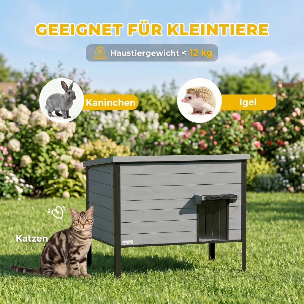 Casetta per Gatti Esterno ¨C zephmum ¨C 85x55x70 cm Grigio Chiaro