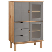 Buffet credenza cassettiera mobile contenitore organizer cucina soggiorno soggiorno alto e 85 x 43 x 125 cm in legno massello di pino grigio 02_0035152