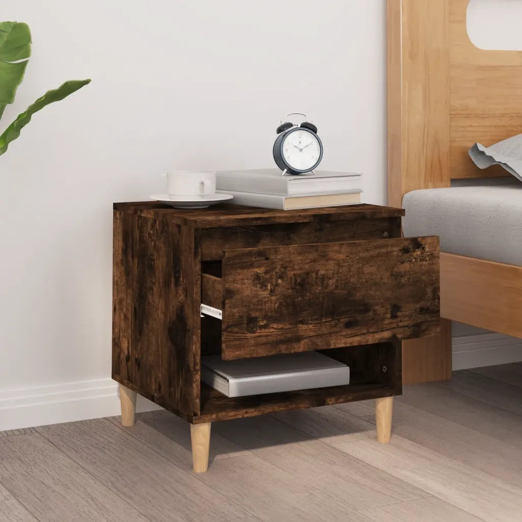 Comodino | Armadio da Notte | Mobiletto da notte Rovere Fumo 50x46x50 cm in Legno Multistrato
