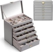 Cassettiere da Viaggio per Donna / Scatola per Orecchini e Anelli - Cassa di Organizzazione Portatile per Collane, Orecchini e Anelli - Scatola di Stoccaggio per Gioielli con Cassetti