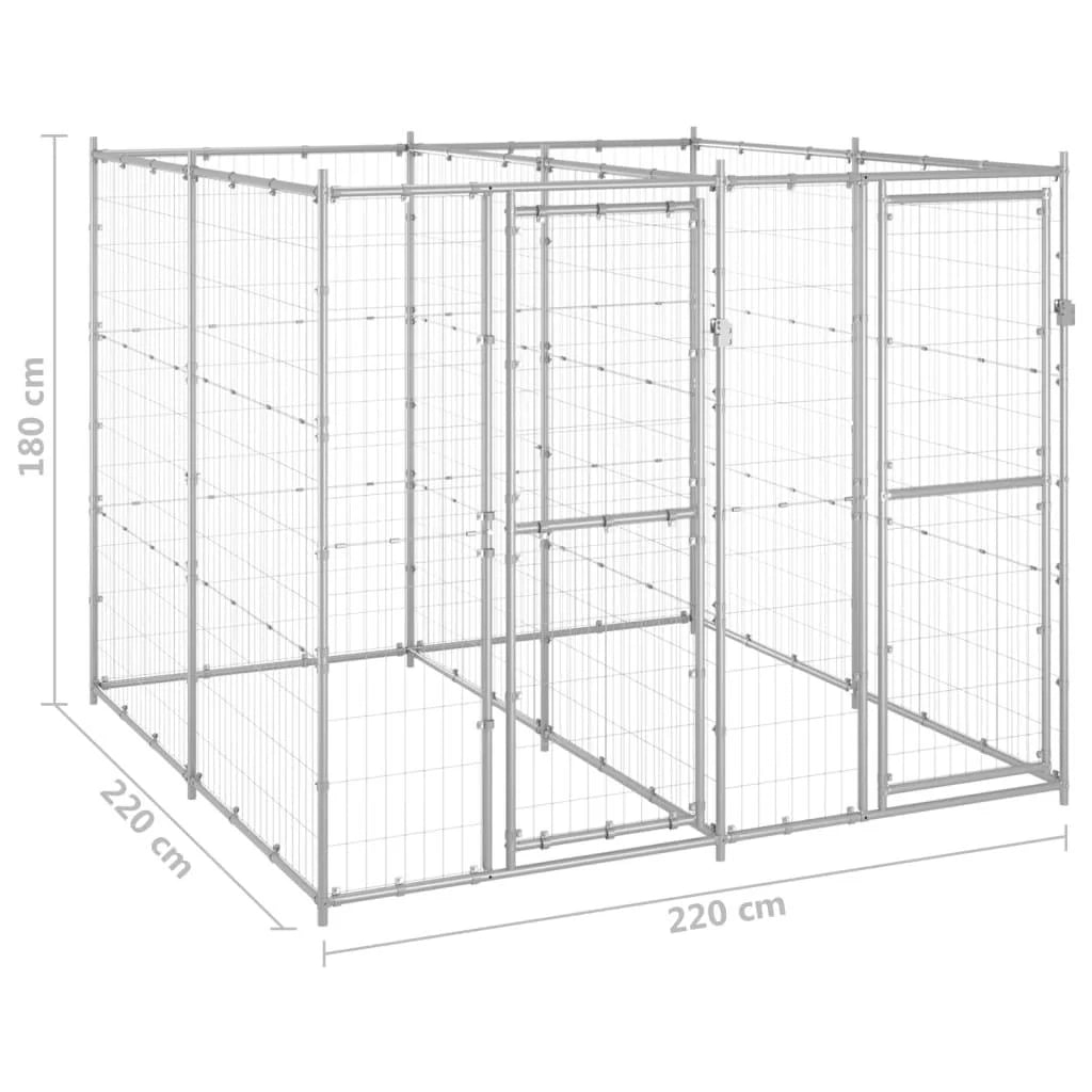 Recinto per animali da esterno per cani in acciaio zincato 4,84 m² 02_0000422