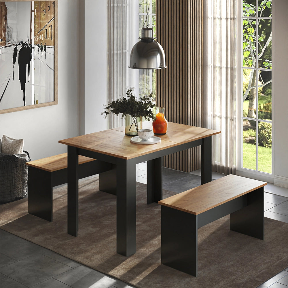 Vicco Set di tavoli da pranzo Antracite/quercia dorata 112 x 73.6 cm con 2 panche