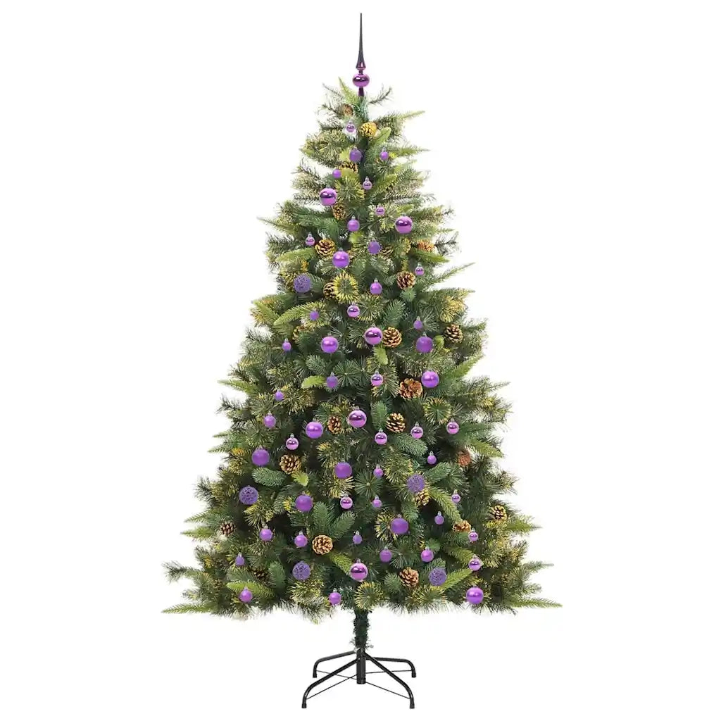 Albero di Natale artificiale pieghevole con coni Verde 210 cm 3395104