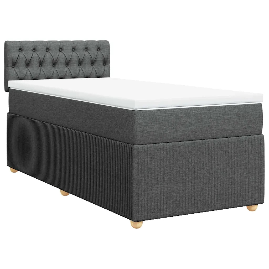 Giroletto a Molle con Materasso Grigio Scuro 100x200 cm Tessuto