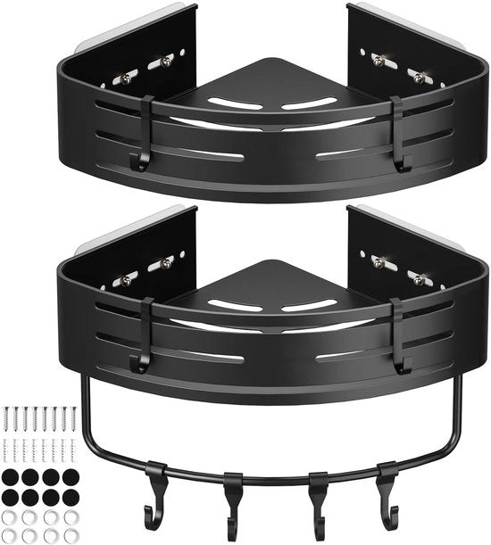 Doucheplank senza fori - Angolo douchepiatto - Supporto d'angolo in acciaio inossidabile - Piastrelle d'angolo per doccia - 2 pezzi - Adatto per bagno/doccia/cucina
