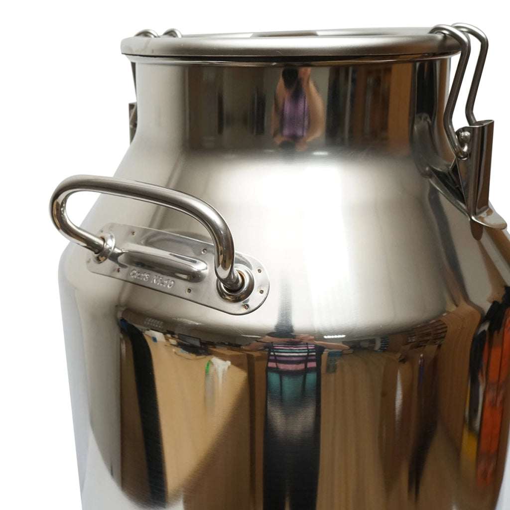 Brocca per latte in acciaio inox con coperchio da 50 litri con rubinetto per mungitrice per mucche Breckner Germany