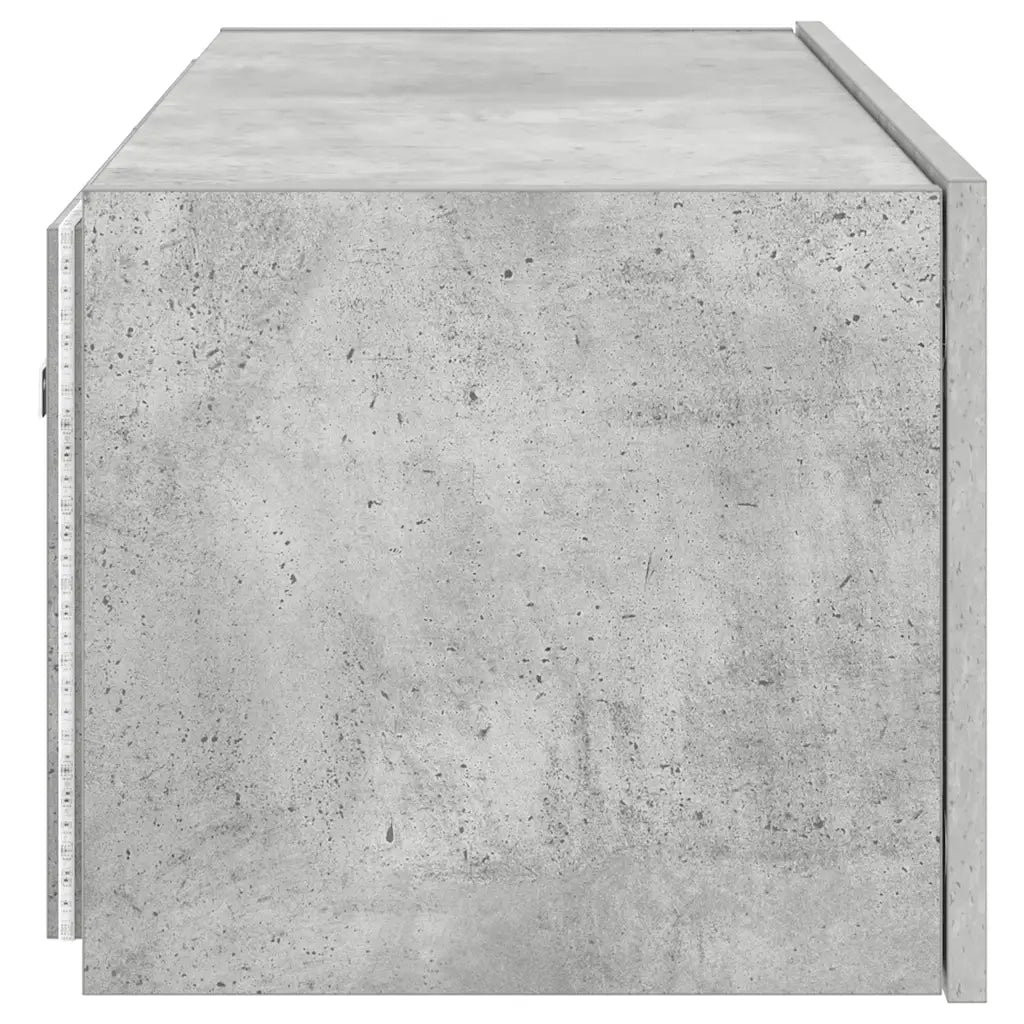 Mobile TV a Parete con Luci LED Grigio Cemento 80x35x31 cm 837287