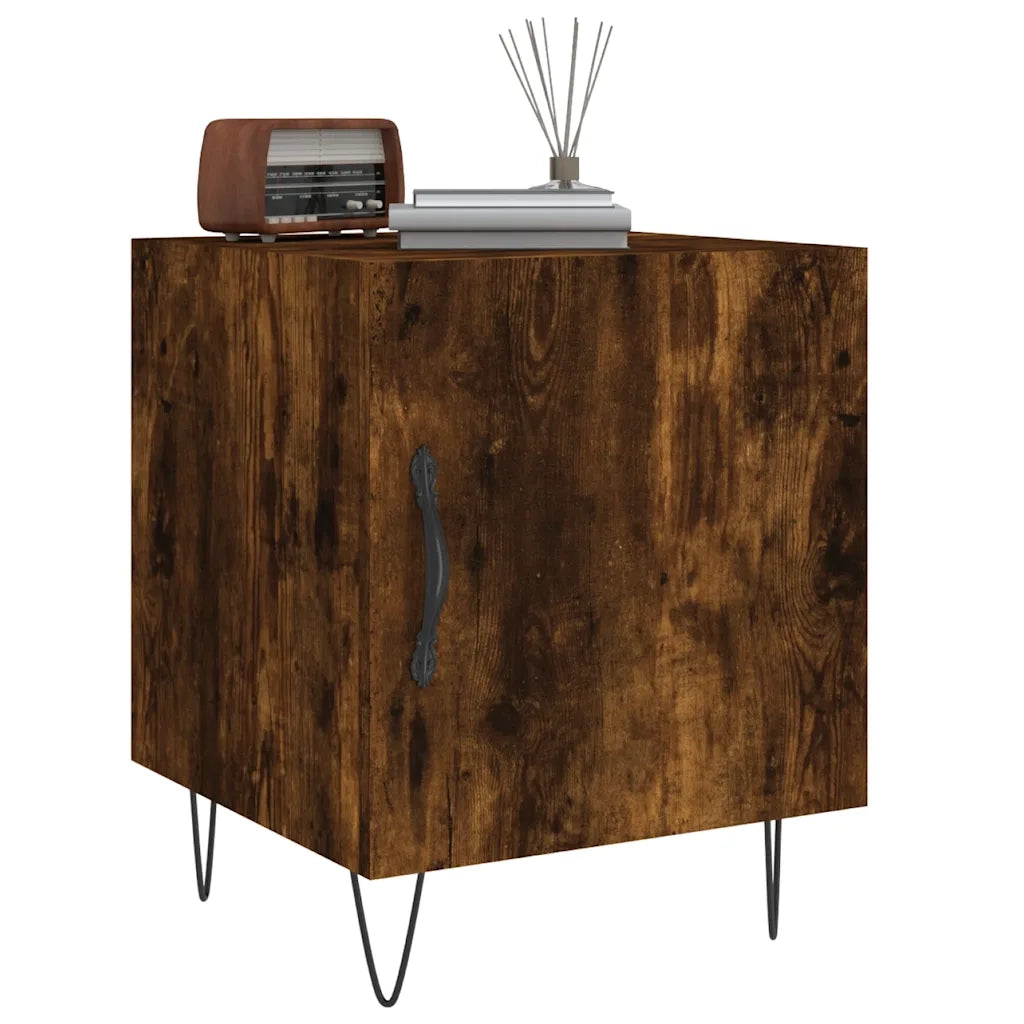 Comodino Rovere Fumo 40x40x50 cm in Legno Multistrato 827558