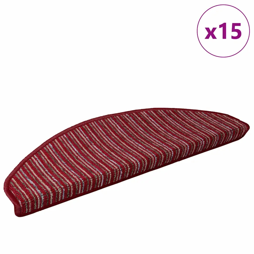 Tappetini per scale autoadesivi 15 pcs Rosso 65 x 21 x 4 cm 42011446