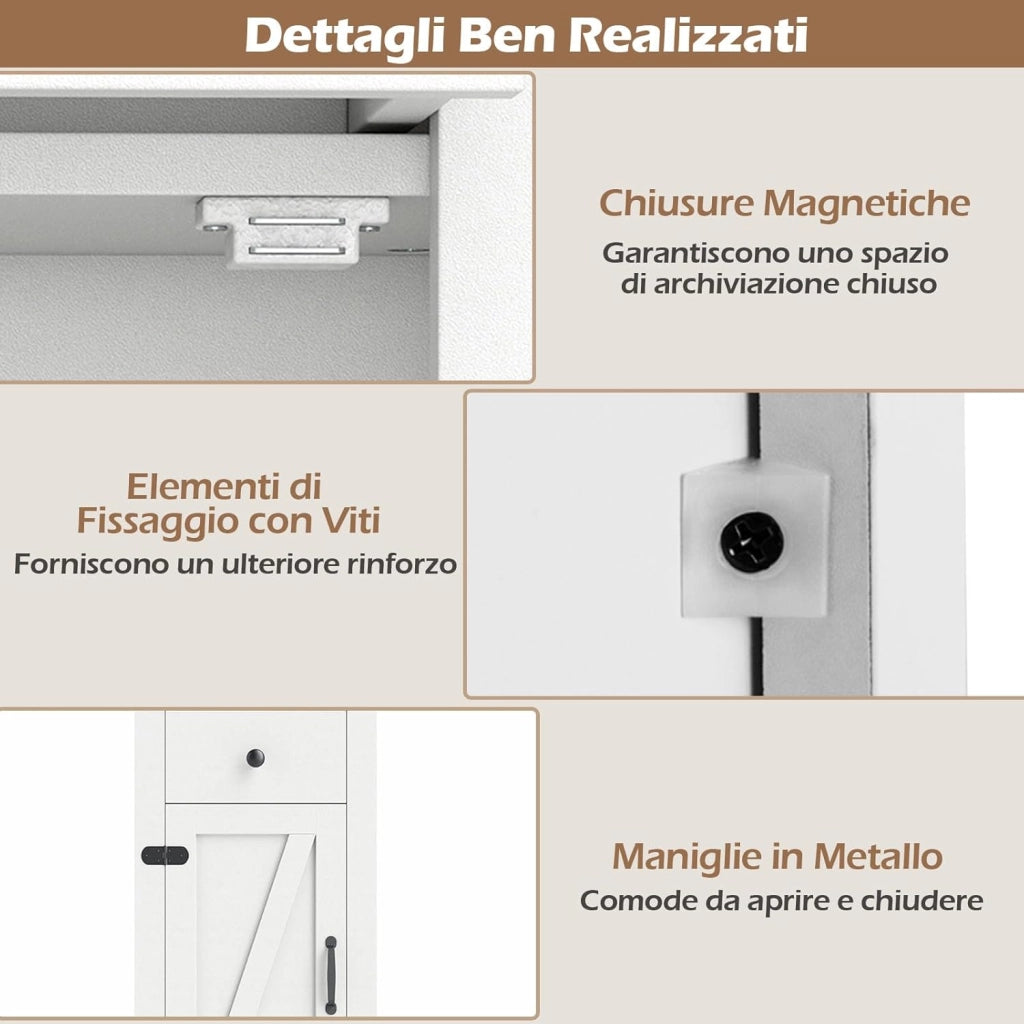 Armadio Bagno Salvaspazio, Mobile Bagno Alto Stretto con Scomparti Aperti, Cassetto e Ripiani Regolabili, Colonna Bagno per Lavanderia, Soggiorno e Cucina, 40 x 24 x 173 cm