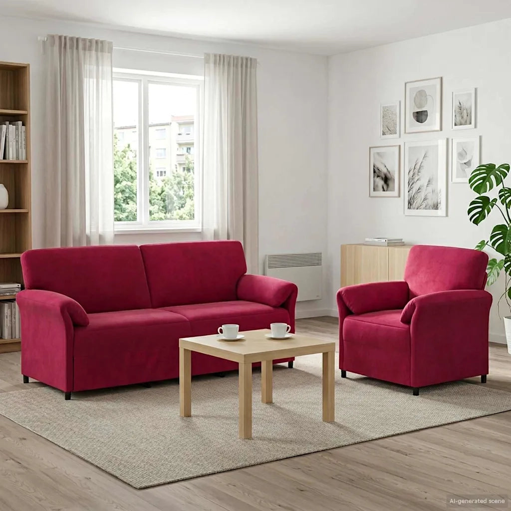 Set di divani 2 pz Rosso Vino Velluto 3424918