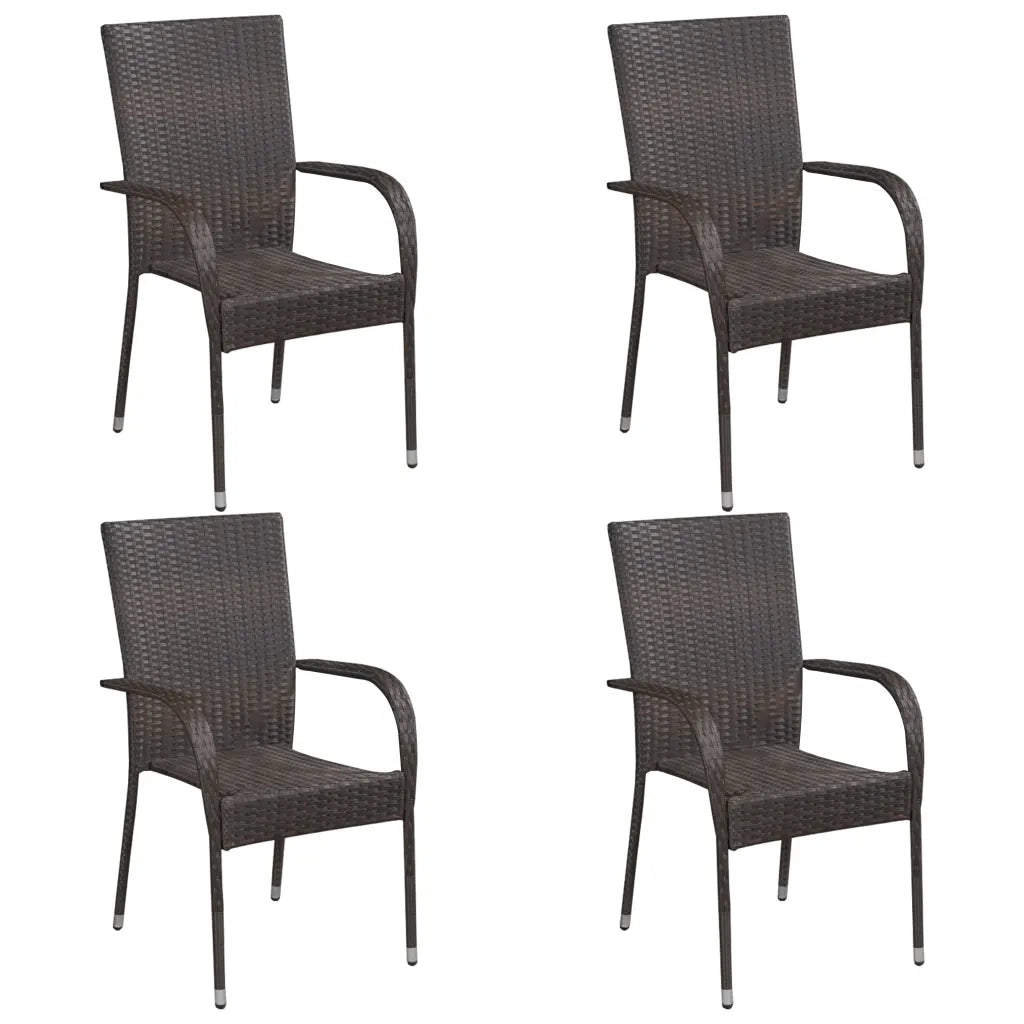 Set da Pranzo da Giardino 5 pz Marrone in Polyrattan 3156660