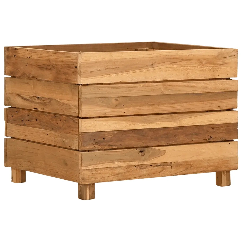 Letto Rialzato 50x40x38 cm Legno di Teak di Recupero e Acciaio 47421