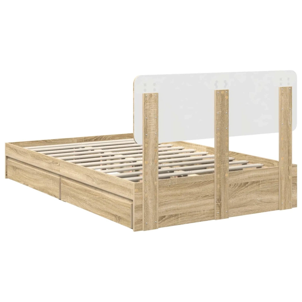 Letto con Contenitore con testiera Rovere Sonoma 135 x 190 cm 3412285